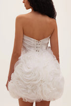 Georgia Appliquéd Organza White Mini Dress Flowering Girl