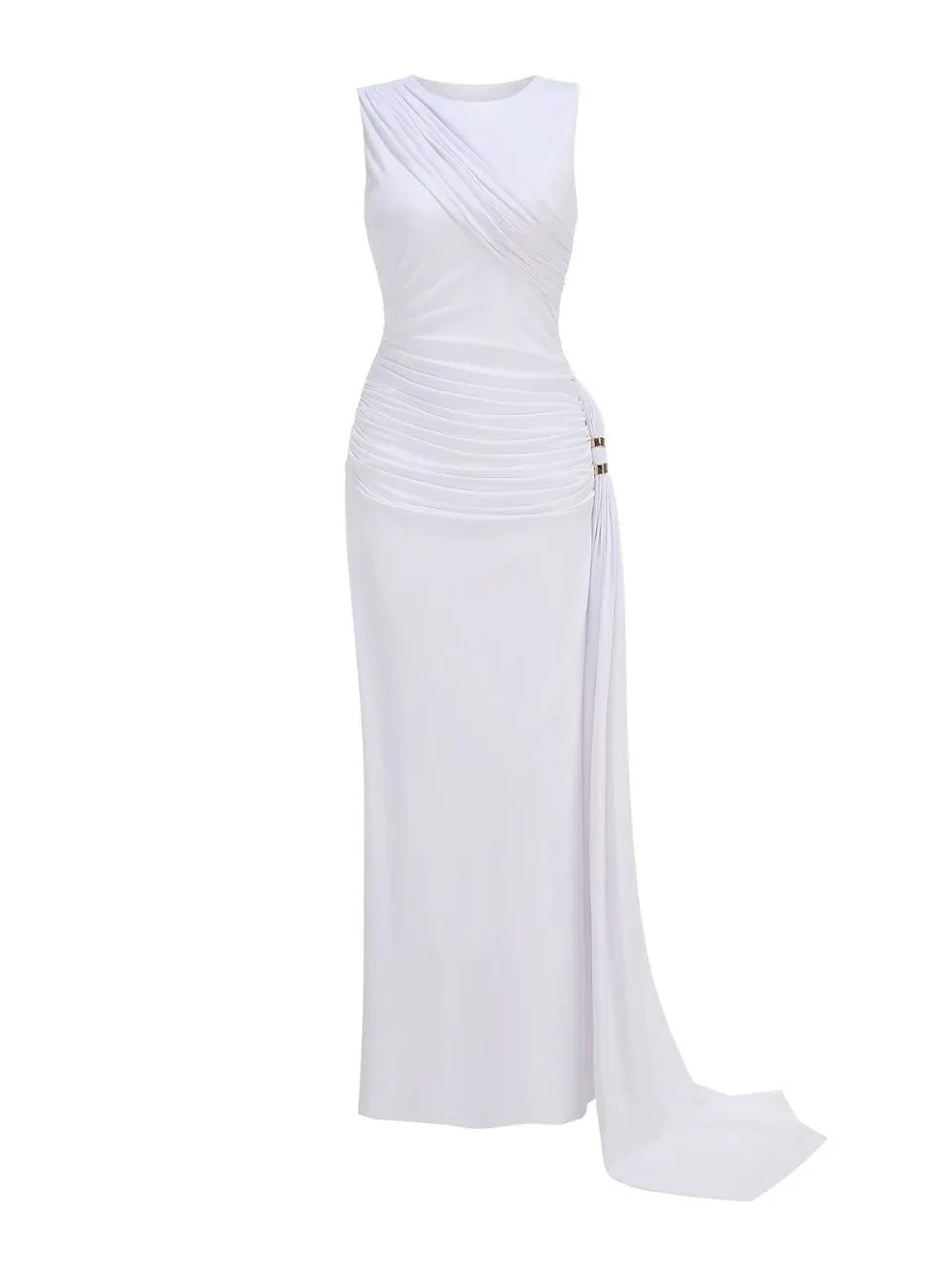 Mayliesha White Ruched Maxi Dress Flowering Girl