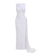 Mayliesha White Ruched Maxi Dress Flowering Girl