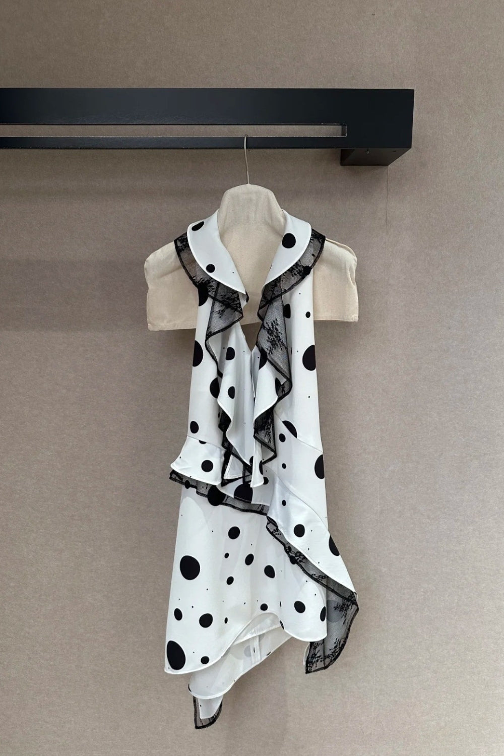 Phoenix Ruffled Polka Dot Backless Mini Dress In White Flowering Girl