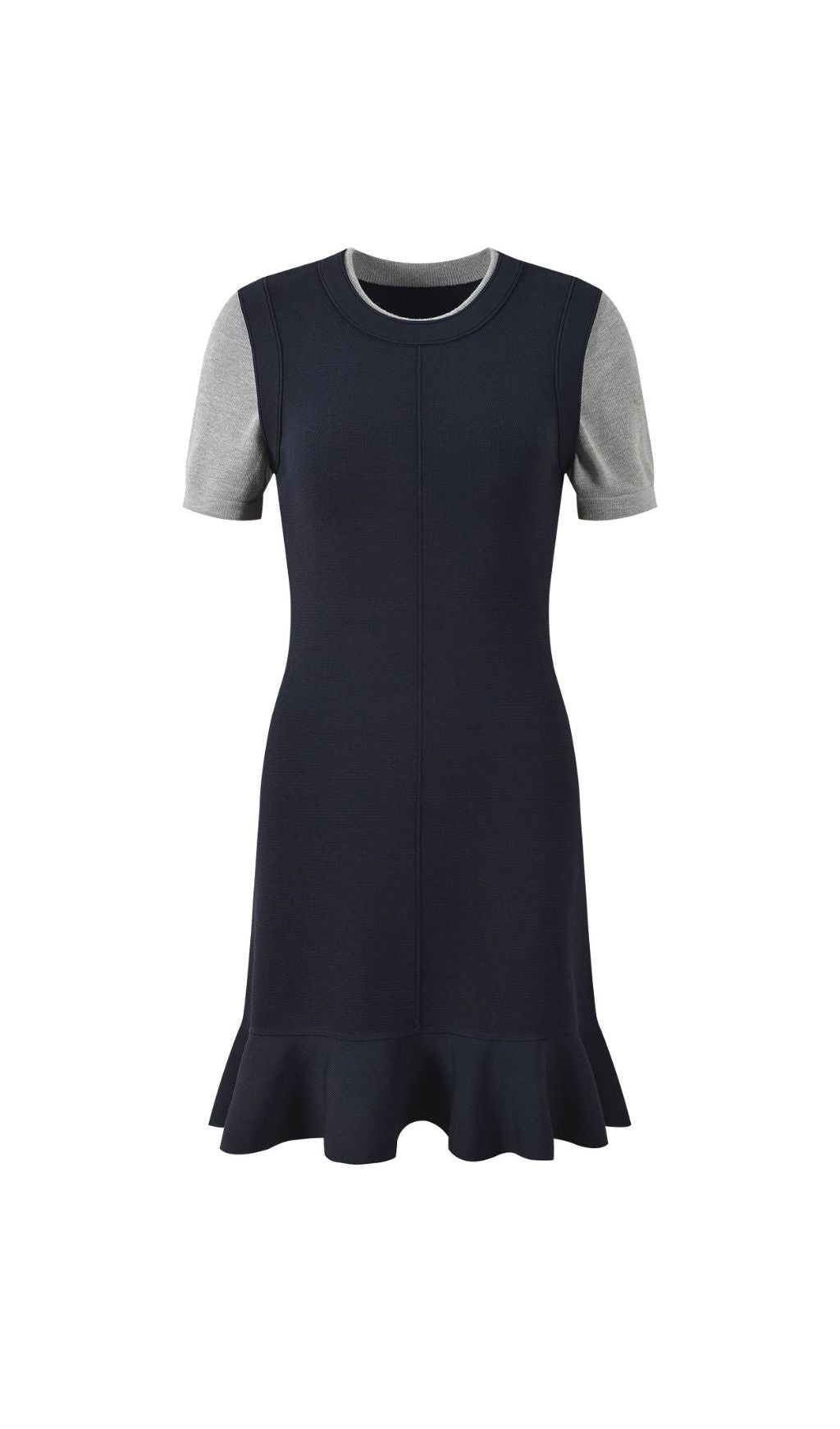 Contrast Short Sleeve Knit Dress Flowering Girl