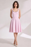 Light Pink Heavy Stretch Knit Fit-And-Flare Dress Flowering Girl