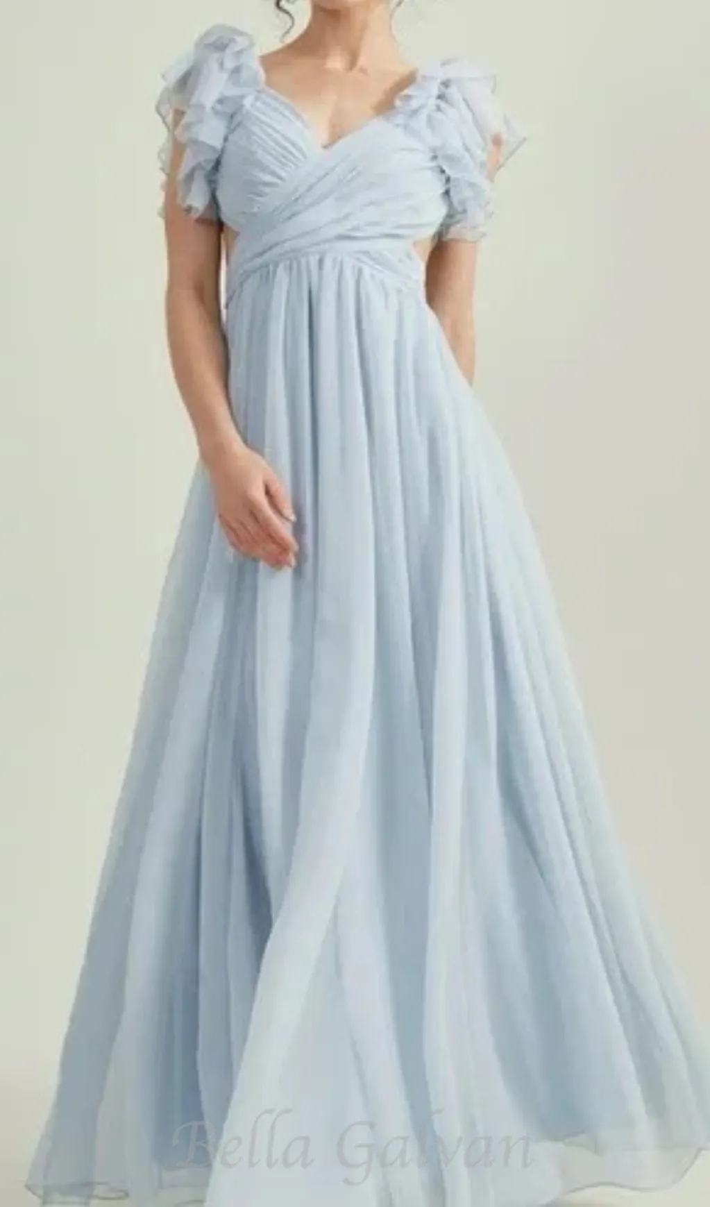 vanessa ruffle sleeves maxi dress in blue Flowering Girl