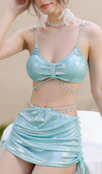Dorcas Mint Crystal Three-Piece Swimsuit Flowering Girl