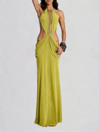 Fervik Backless Draped Maxi Dress Flowering Girl