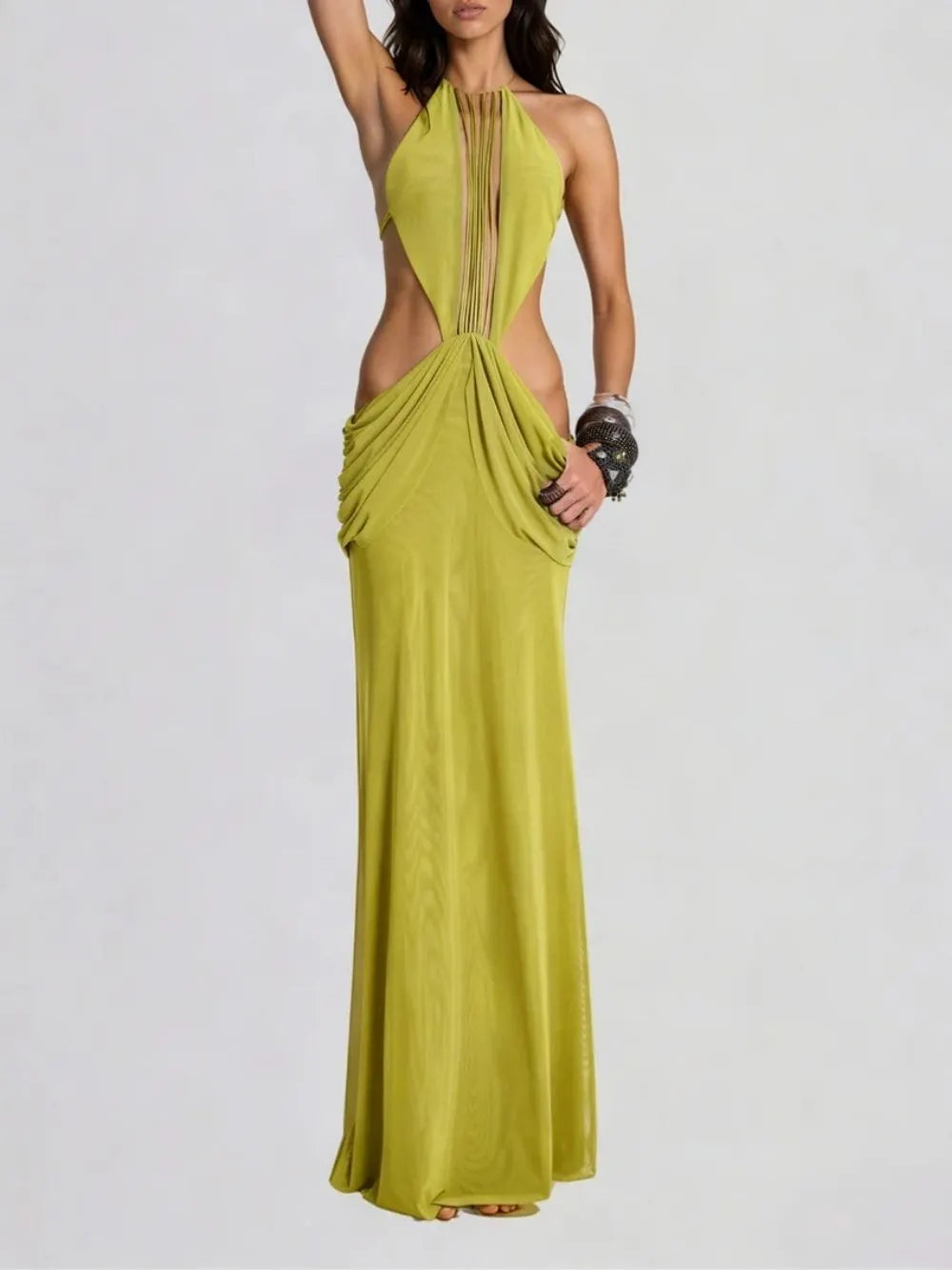 Fervik Backless Draped Maxi Dress Flowering Girl