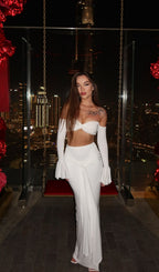 Hessa White Long Sleeve Two-Piece Set Flowering Girl