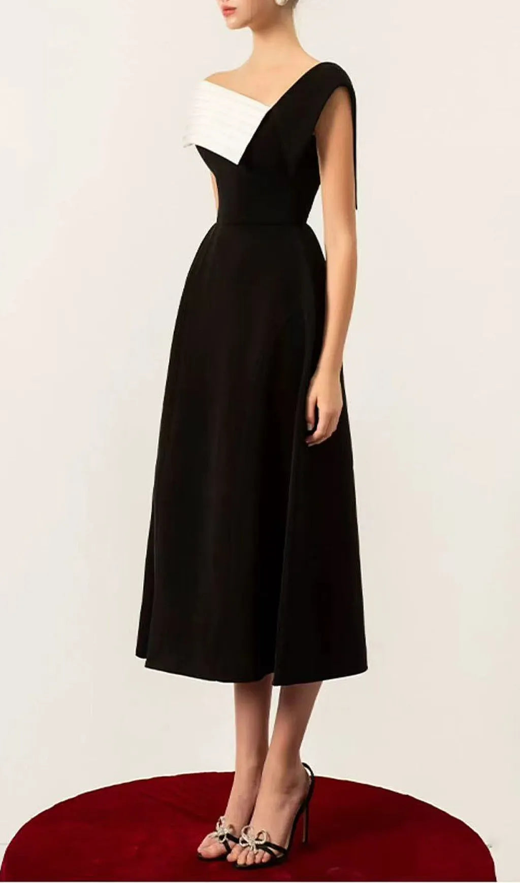 Damia Skew Collar Midi Dress Flowering Girl