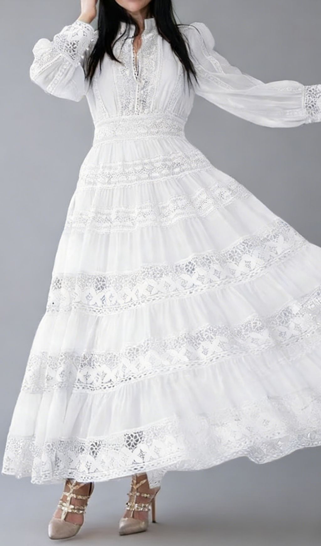 Kamara White Long Sleeve Maxi Dress Flowering Girl
