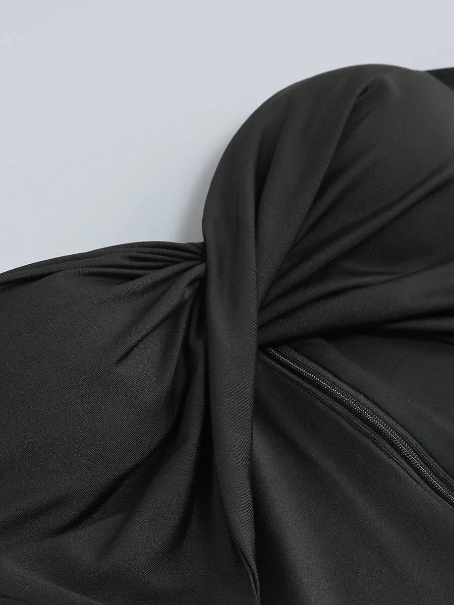 Bandeau Drape Maxi Dress In Black Flowering Girl