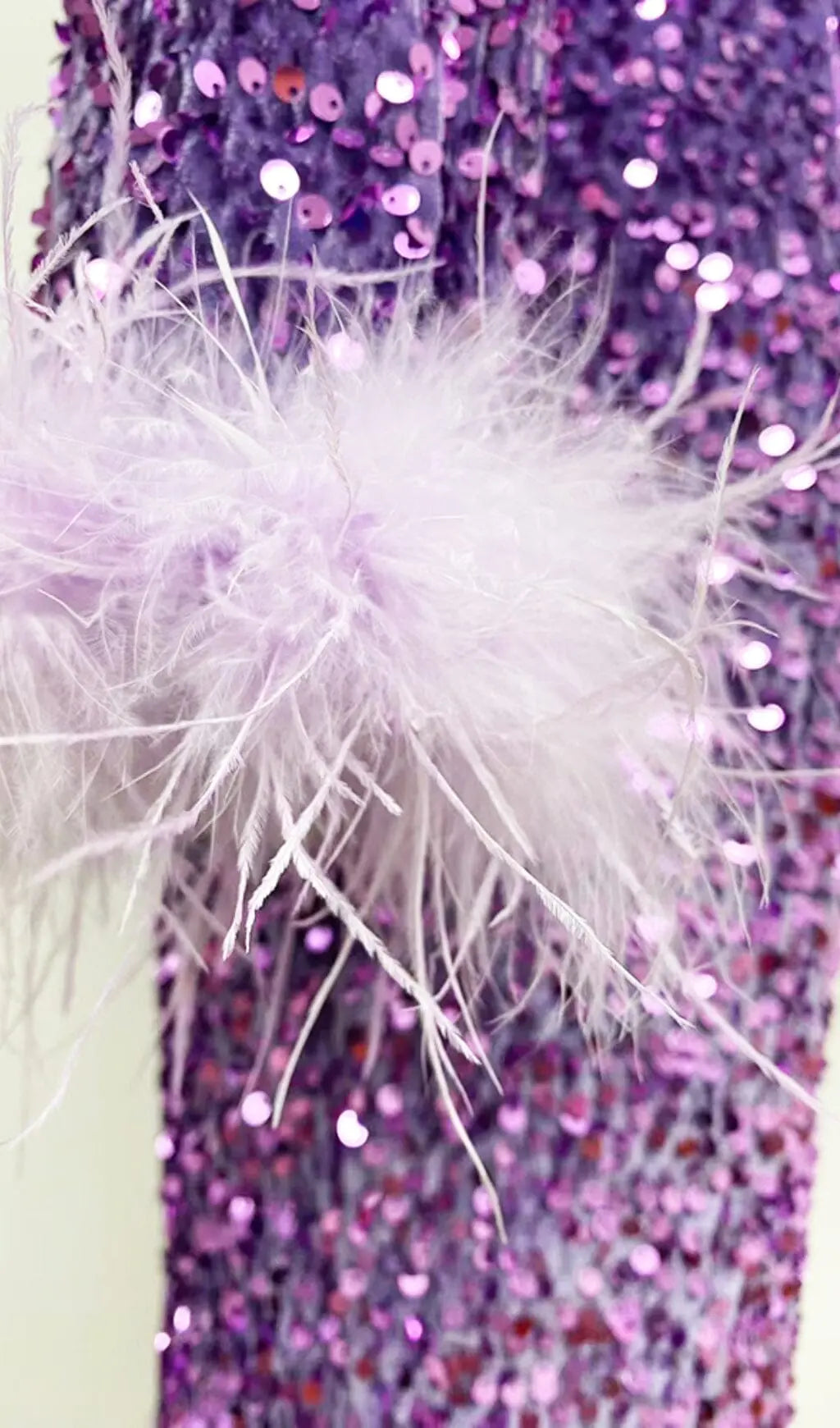 Sequin Patchwork Plush Cuff Dress In Purple Flowering Girl