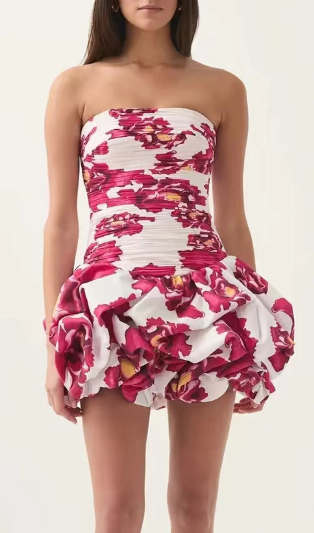 Ellen Strapless Printed Mini Dress Flowering Girl