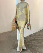 High Collar Floral Elegant Slim Set Flowering Girl