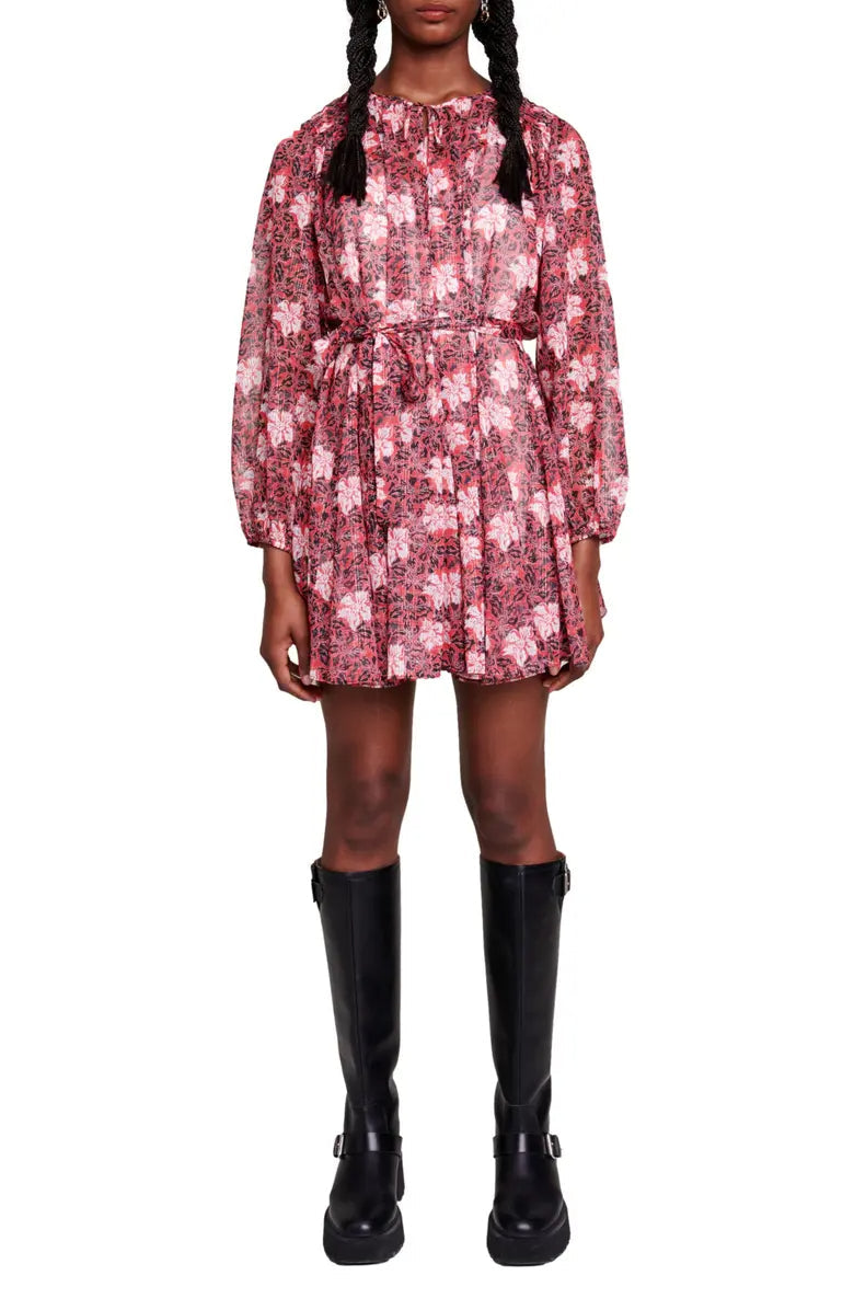 FLORAL LONG SLEEVE MINI DRESS Flowering Girl