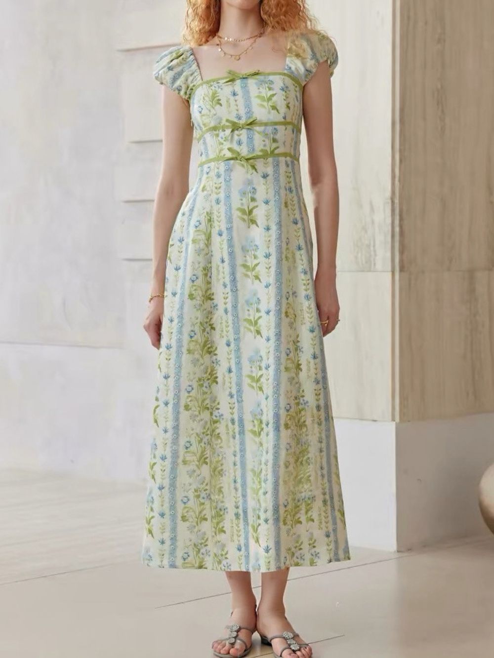 Merryn Green Floral Maxi Dress Flowering Girl