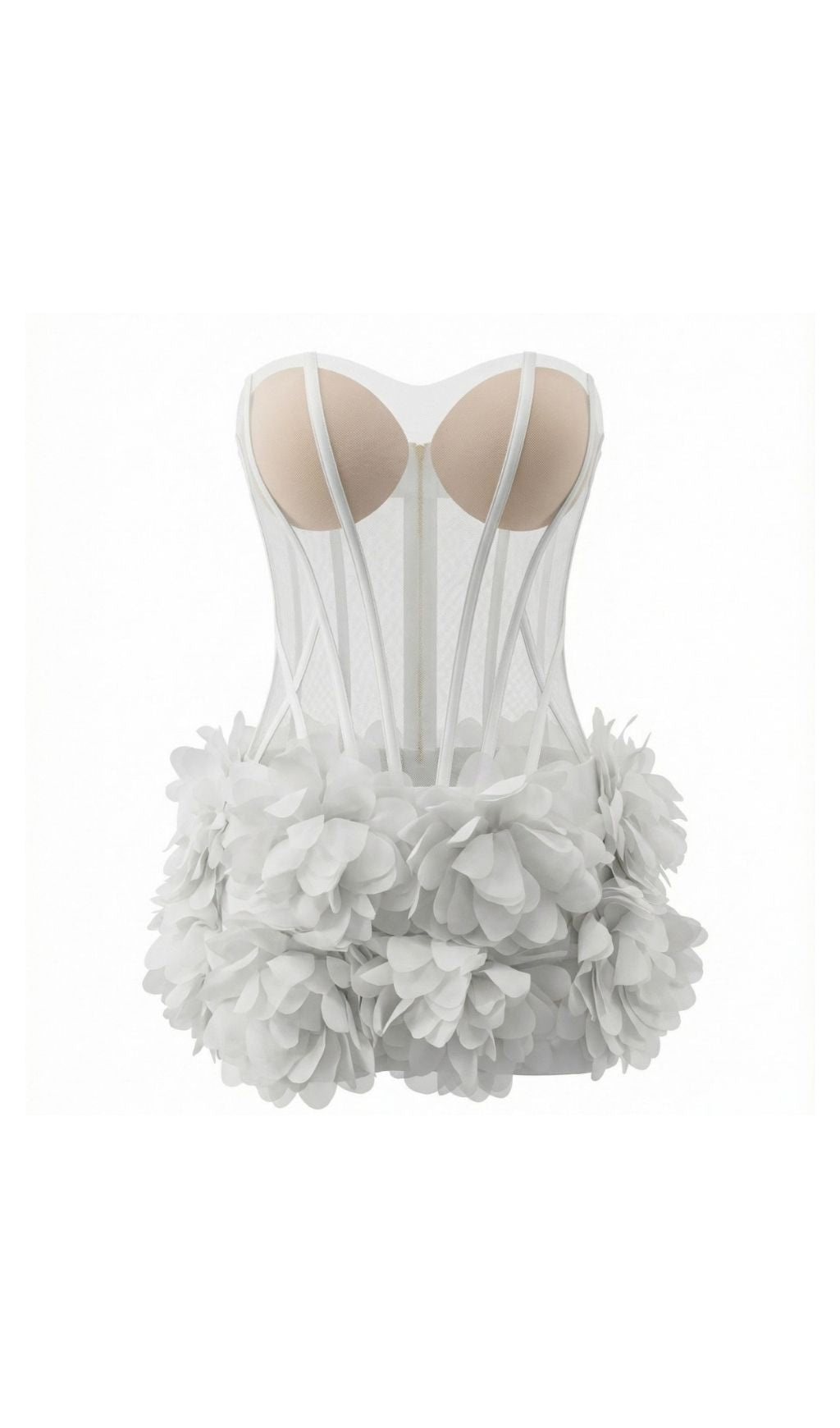 Bovryn Strapless Flower Mesh Mini Dress Flowering Girl