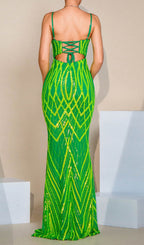 Firenze Green Strappy Sequin Maxi Dress Flowering Girl