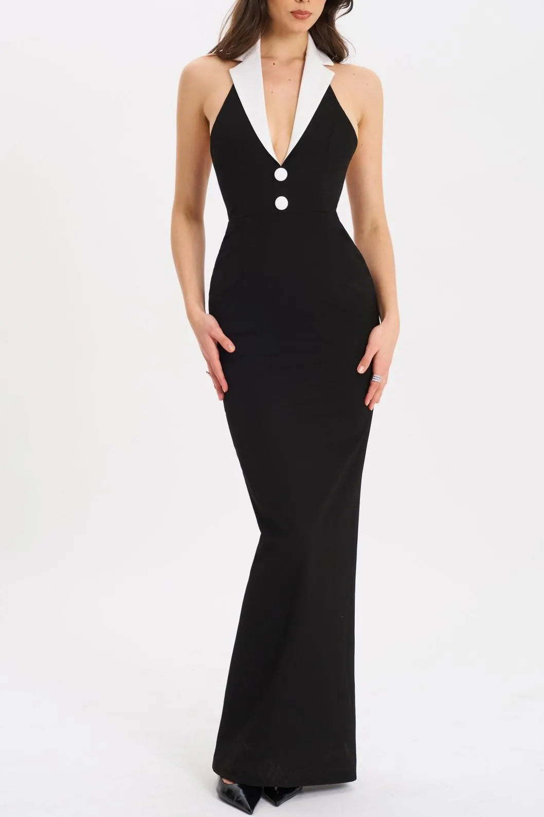 Tsanko Halter Maxi Bandage Dress Flowering Girl