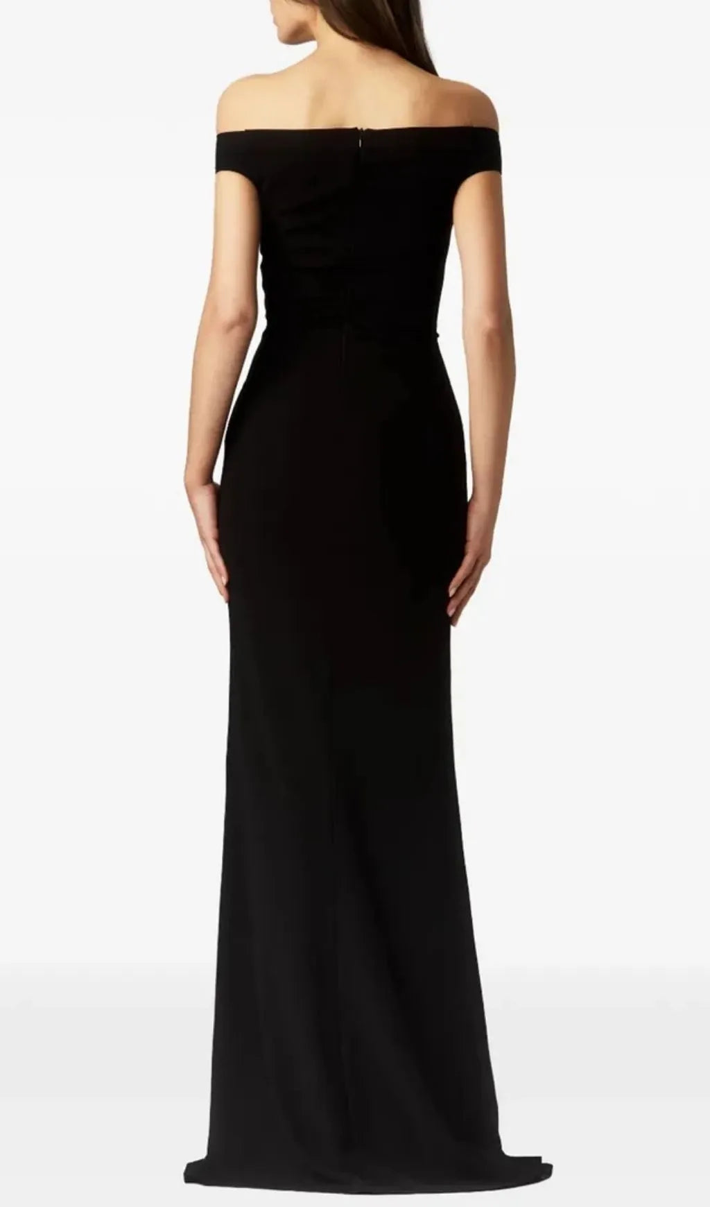 Axela Off Shoulder Split Maxi Dress - Black Flowering Girl