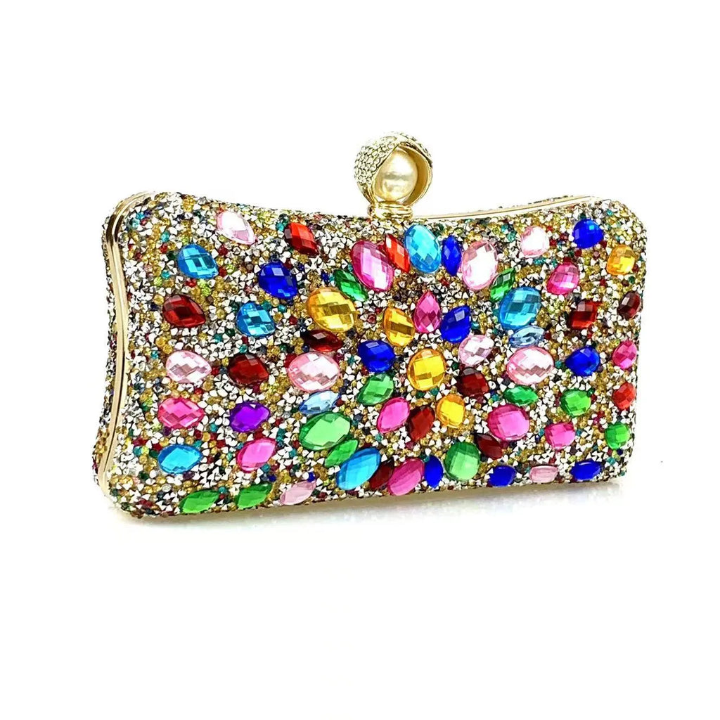 Multi Rhinestone Crystal Clutch Flowering Girl