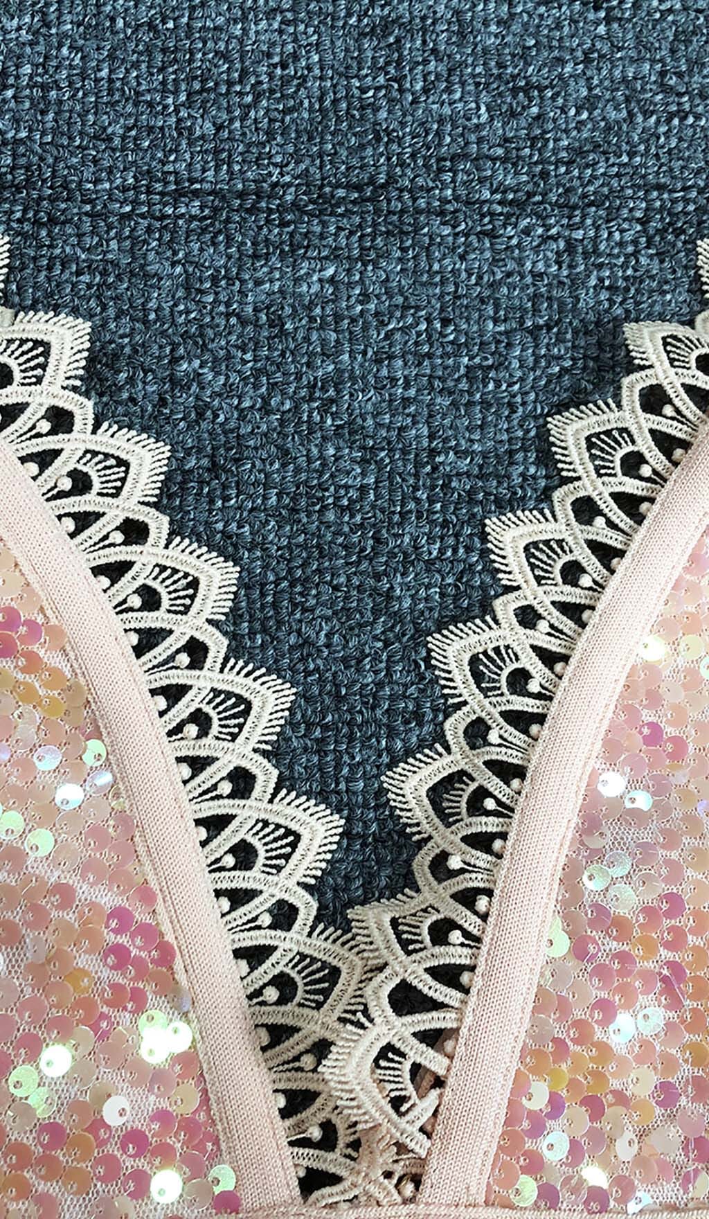 Sequin Irregular Midi Dress In Pink Flowering Girl