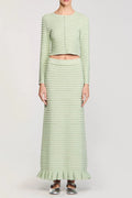 Rhinestone Knit Maxi Skirt In Almond Green Flowering Girl