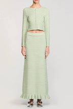 Rhinestone Knit Maxi Skirt In Almond Green Flowering Girl