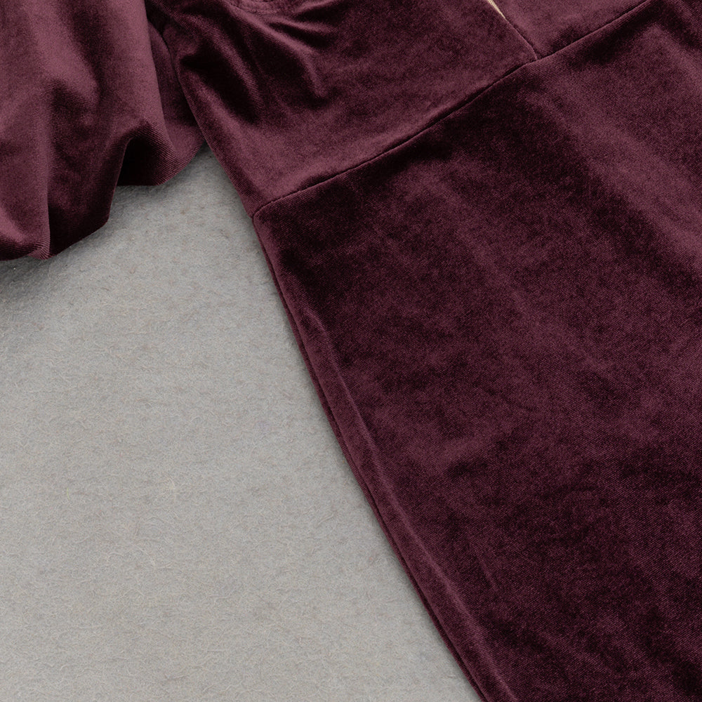lantern sleeve velvet maxi dress in burgundy Flowering Girl