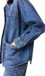 Faded Denim Jacket Flowering Girl