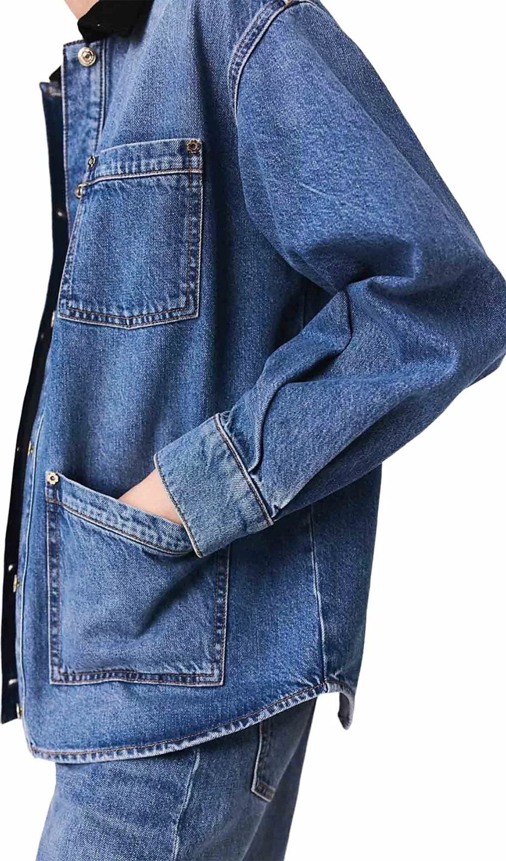 Faded Denim Jacket Flowering Girl
