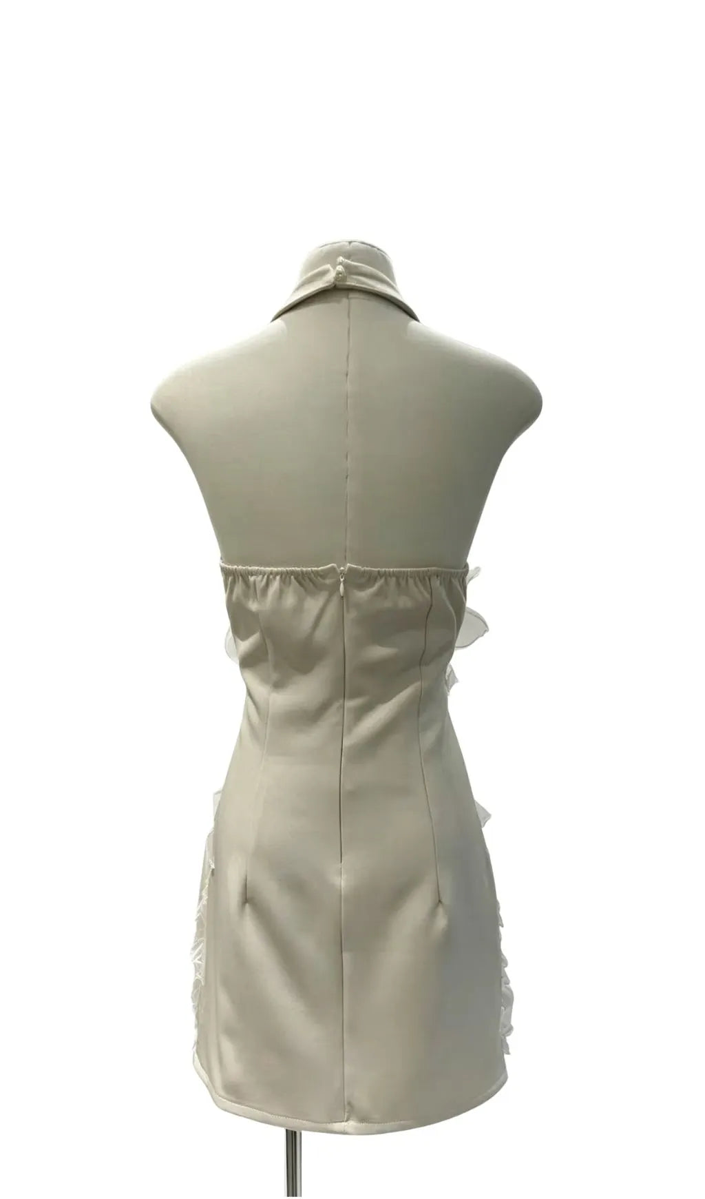 Shirley Champagne Halterneck Mini Dress With 3D Petals Flowering Girl