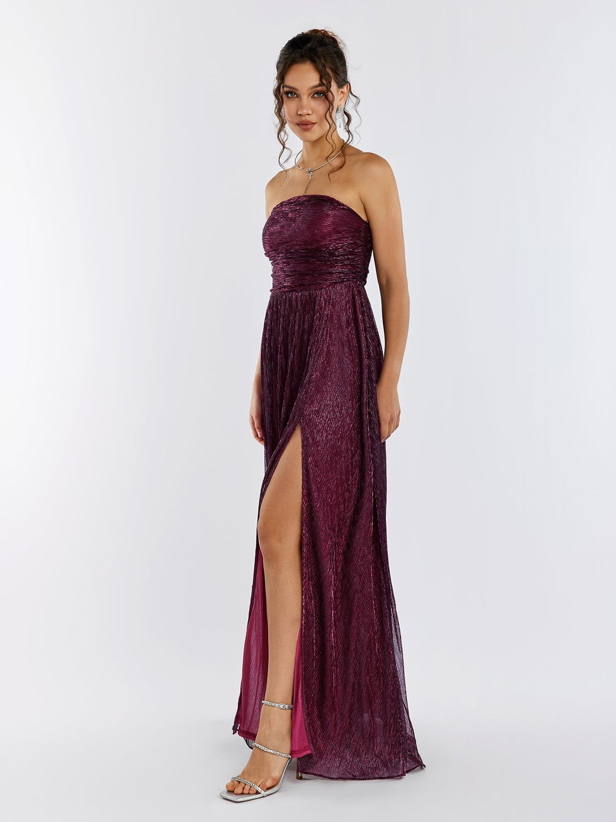Backless Glitter Tube Maxi Dress Flowering Girl