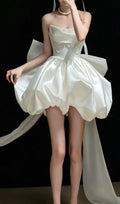 Kukana White Embellished Bow Mini Dress Flowering Girl