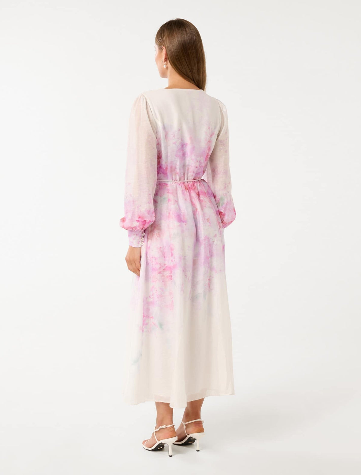 virginia floral Printed Midi Dress in pink Flowering Girl