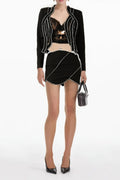 Ève Crystal-Embellished Jacket & Skirt Matching Set In Black Flowering Girl