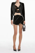 Ève Crystal-Embellished Jacket & Skirt Matching Set In Black Flowering Girl
