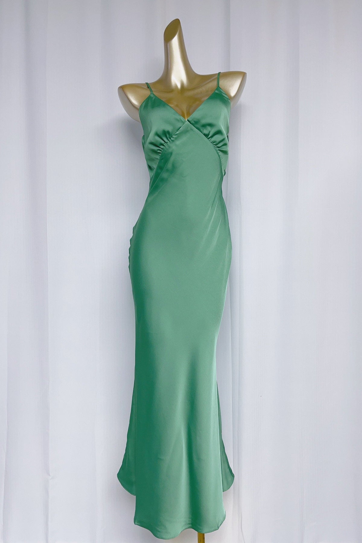 Vida Satin Midi Dress in Juniper Green Flowering Girl