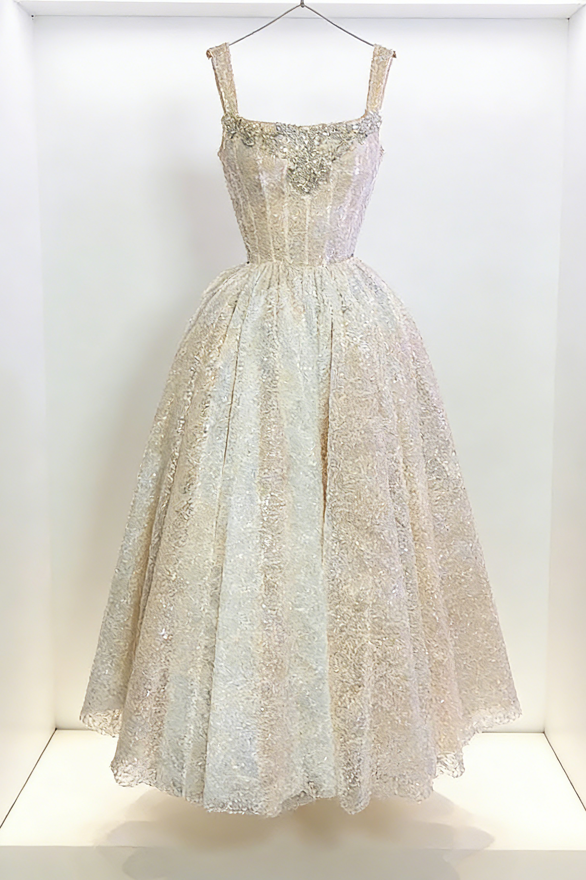 A-Line Glitter Sleeveless Light Champagne Wedding Dresses Flowering Girl