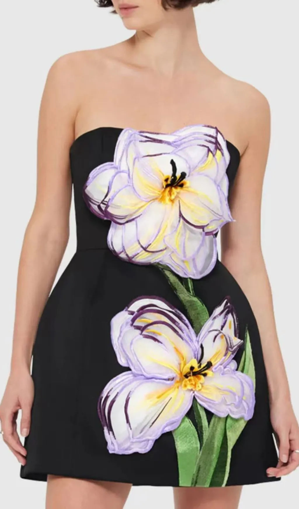 Evalina Strapless Flower Mini Dress Flowering Girl