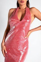 Necho V-Neck Backless Sequin Dress Flowering Girl