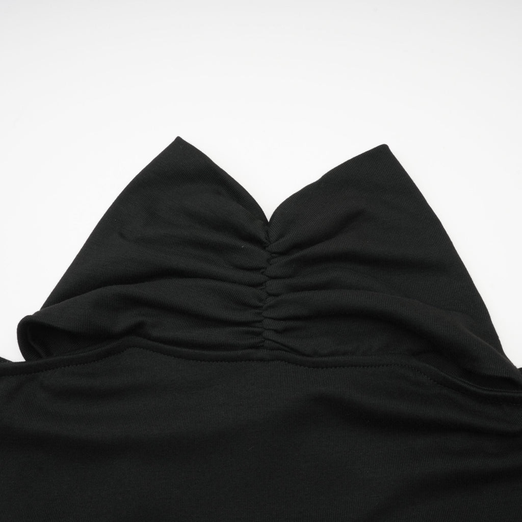 Odette Black Ruched Stretch-Jersey Top Flowering Girl