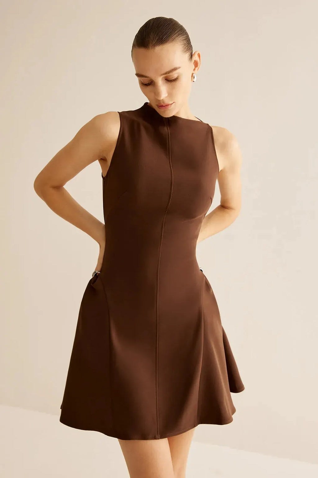 Samantha Asymmetrical Flared Mini Dress Flowering Girl