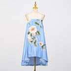 Edwina Applique Floral Embroidered Mini Dress In Blue Flowering Girl