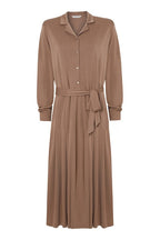 Drawstring Waist Midi Dress In Brown Flowering Girl
