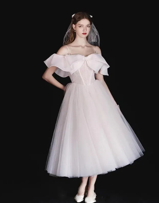 Sebastiane French-Style Ruffled One-Shoulder Midi Dress - White Flowering Girl