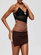 Fumiyo Spaghetti Crystal Mesh Mini Dress Flowering Girl