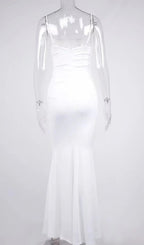 White Draped Corset Maxi Dress Flowering Girl