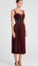 Ruched Bust Rhinestone Mesh Cami Dress Flowering Girl