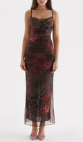 Printed Midi Dress Flowering Girl