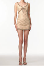 Mona Embellished Rhinestone Sequin Mini Dress In Yellow Flowering Girl